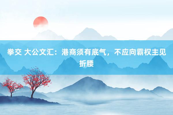 拳交 大公文汇：港商须有底气，不应向霸权主见折腰