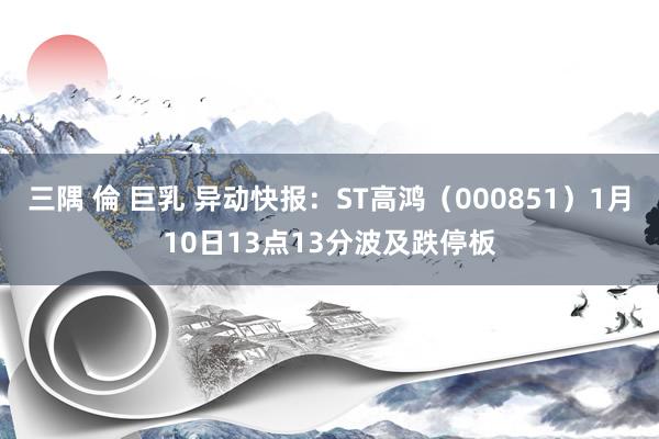 三隅 倫 巨乳 异动快报：ST高鸿（000851）1月10日13点13分波及跌停板