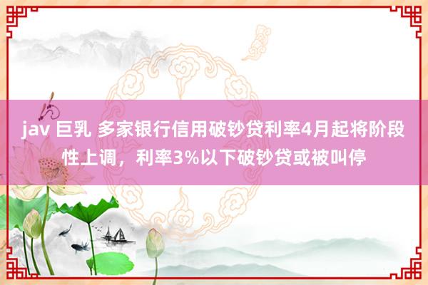 jav 巨乳 多家银行信用破钞贷利率4月起将阶段性上调，利率3%以下破钞贷或被叫停