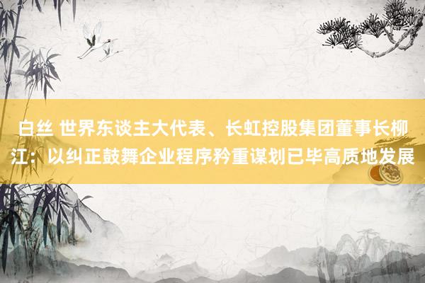 白丝 世界东谈主大代表、长虹控股集团董事长柳江：以纠正鼓舞企业程序矜重谋划已毕高质地发展