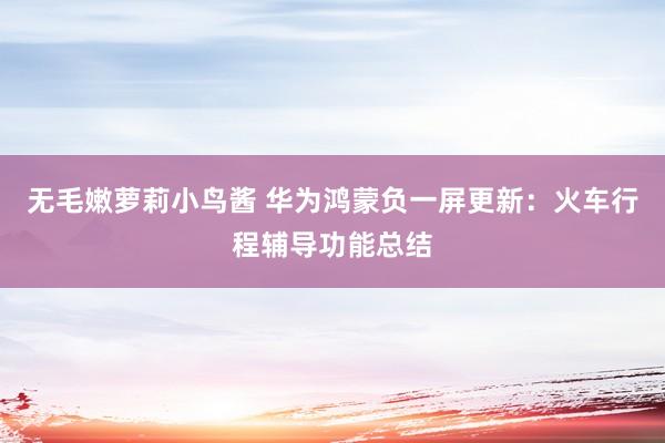 无毛嫩萝莉小鸟酱 华为鸿蒙负一屏更新：火车行程辅导功能总结