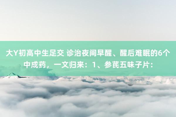 大Y初高中生足交 诊治夜间早醒、醒后难眠的6个中成药，一文归来：1、参芪五味子片：