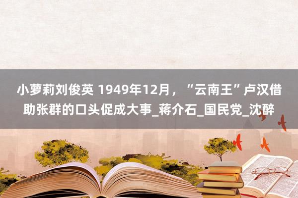 小萝莉刘俊英 1949年12月，“云南王”卢汉借助张群的口头促成大事_蒋介石_国民党_沈醉