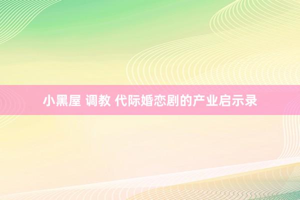 小黑屋 调教 代际婚恋剧的产业启示录