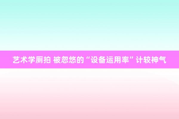艺术学厕拍 被忽悠的“设备运用率”计较神气