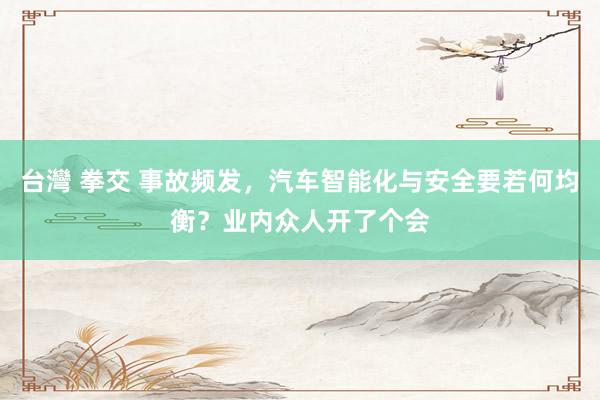 台灣 拳交 事故频发，汽车智能化与安全要若何均衡？业内众人开了个会