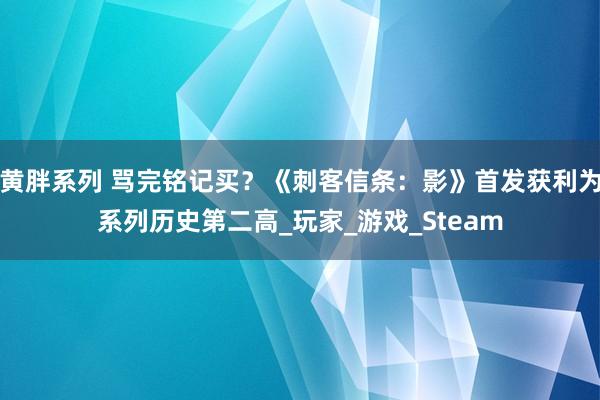 黄胖系列 骂完铭记买？《刺客信条：影》首发获利为系列历史第二高_玩家_游戏_Steam