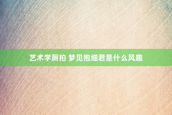 艺术学厕拍 梦见抱细君是什么风趣
