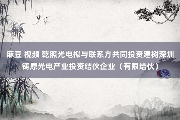 麻豆 视频 乾照光电拟与联系方共同投资建树深圳铸原光电产业投资结伙企业（有限结伙）