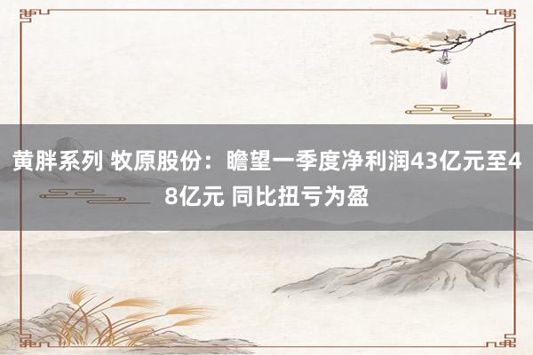黄胖系列 牧原股份：瞻望一季度净利润43亿元至48亿元 同比扭亏为盈