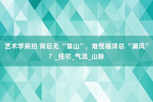 艺术学厕拍 背后无 “靠山”，难怪福泽总 “漏风”？_住宅_气流_山脉