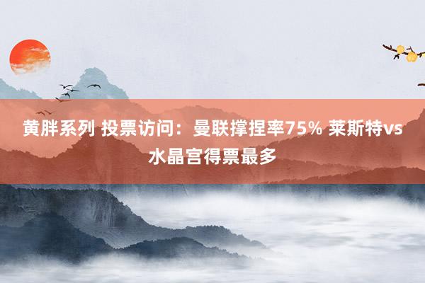 黄胖系列 投票访问：曼联撑捏率75% 莱斯特vs水晶宫得票最多