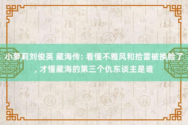 小萝莉刘俊英 藏海传: 看懂不雅风和拾雷被换脸了, 才懂藏海的第三个仇东谈主是谁